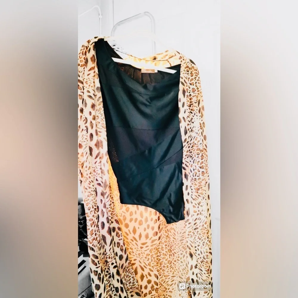 One shoulder black swimsuit NWOT - Picture 2 of 5